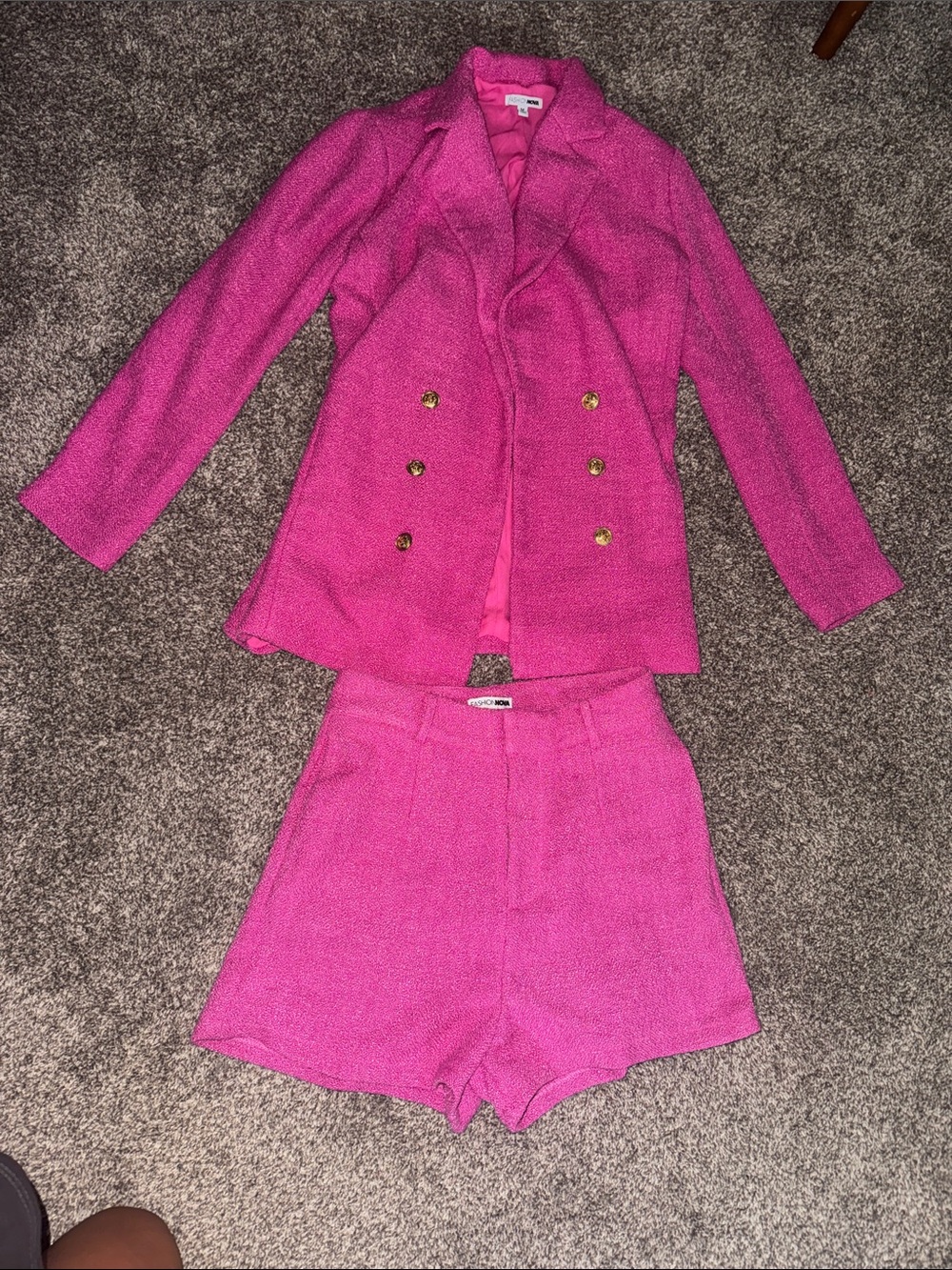 Fashion Nova Hot Pink High Waist Shorts and blazer set